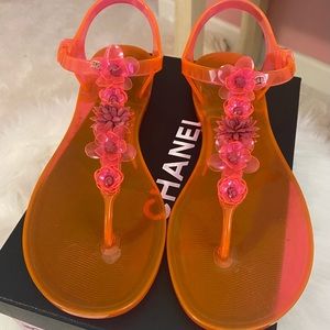 Chanel Pink Floral Jelly Sandals size 42 / 11 medium